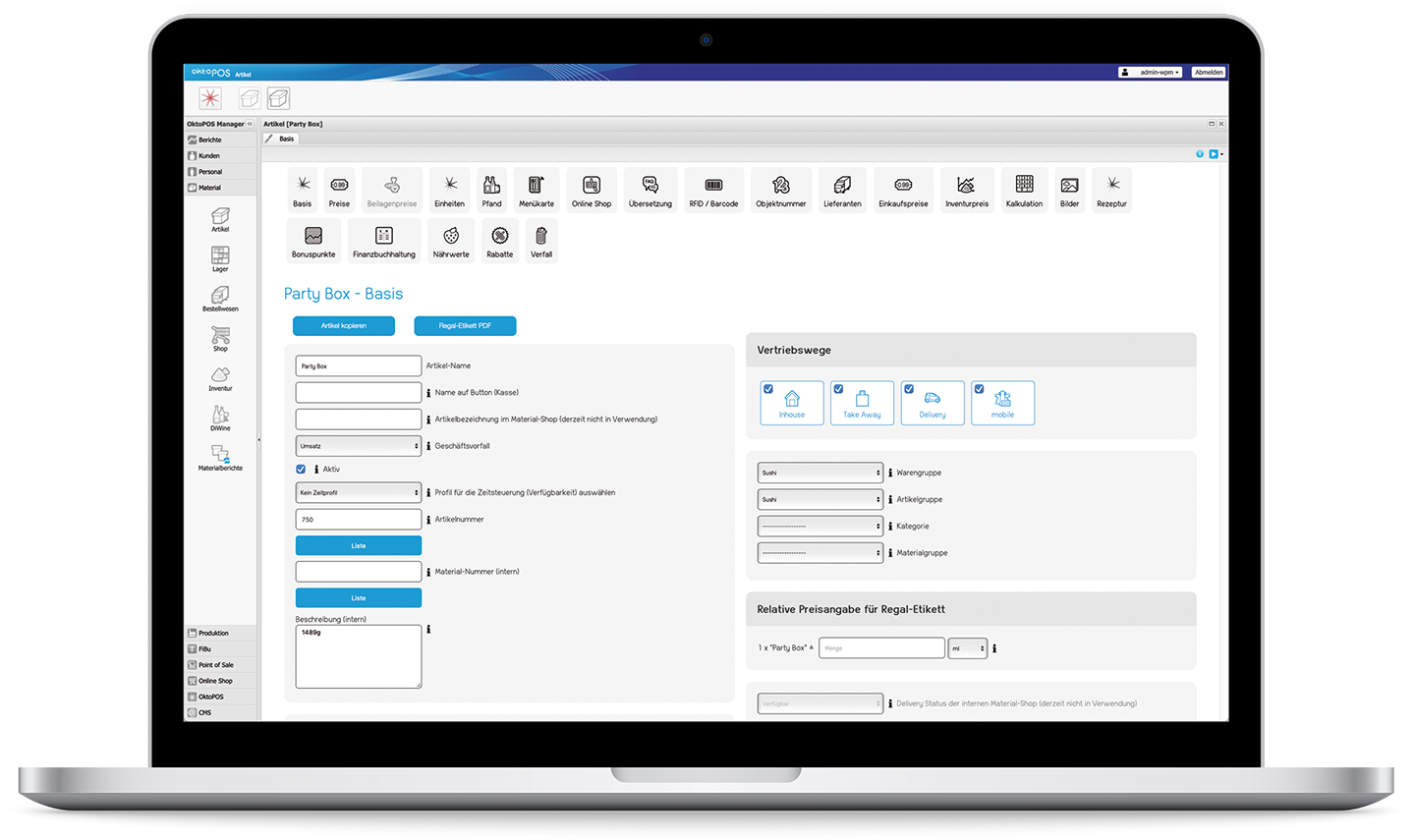 View of management software on a laptop display