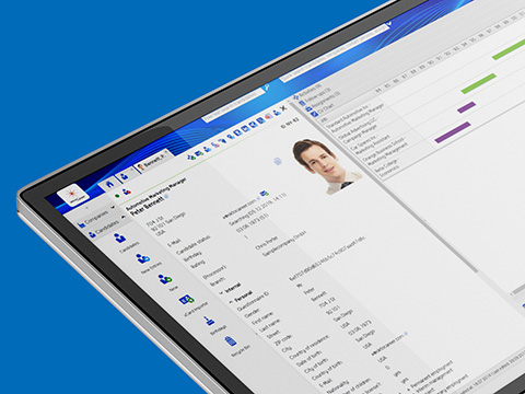 OktoCareer on laptop with candidate file open