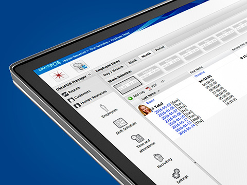 Overview of logged hours in OktoPOS Manager