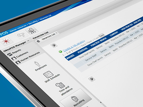 Overview of logged hours in the OktoPOS Manager