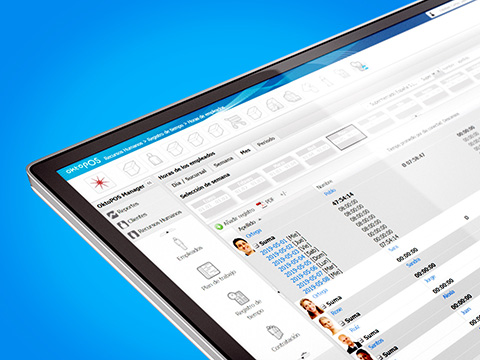 Vista general de horas Tiempos de empleados en el software de gestión