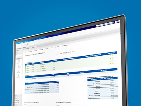 Urlaubskonten Ansicht des Urlaubskontos in der Mitarbeiter management Software